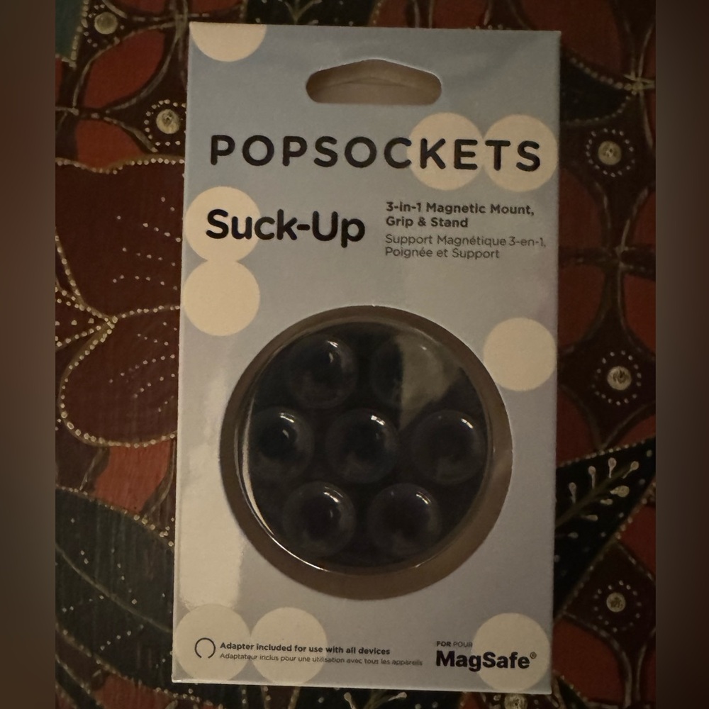 PopSocket Suck-Up MagSafe Suck-Up Grip & Mount - Translucent Black NWT